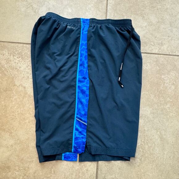 Nike Dri Fit Running Shorts Women’s Size Large Blue Built in Brief Gym Workout - Picture 4 of 10